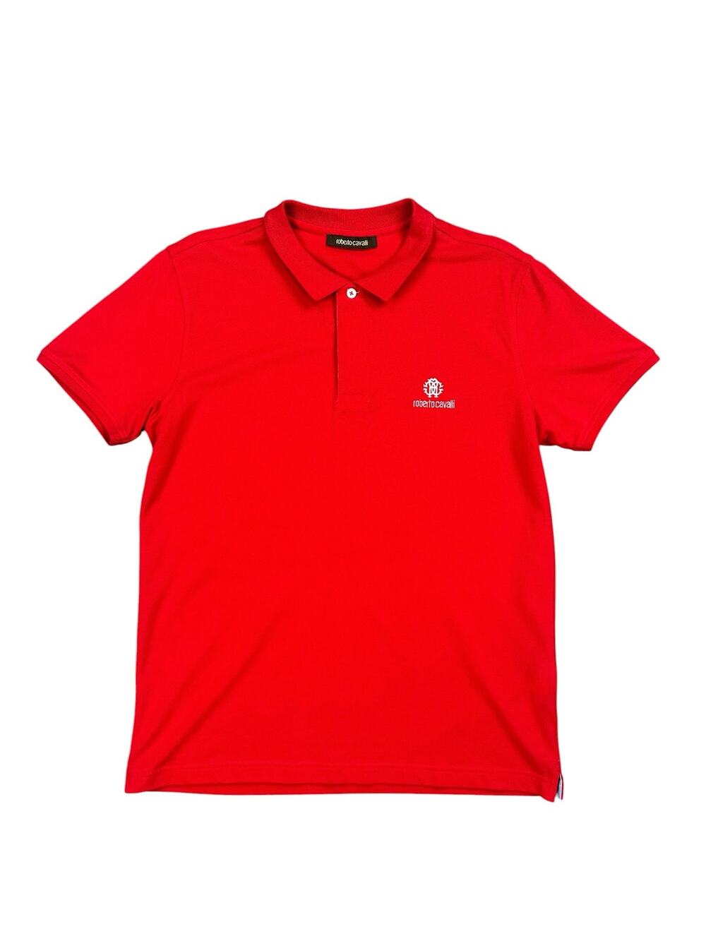 Roberto Cavalli Pique Knit Cotton Polo Red — Size Large